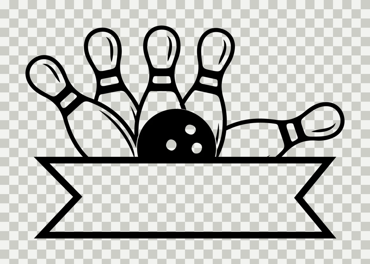 Bowling Equipment With Pins And Ball transparency and detail preview thumbnail