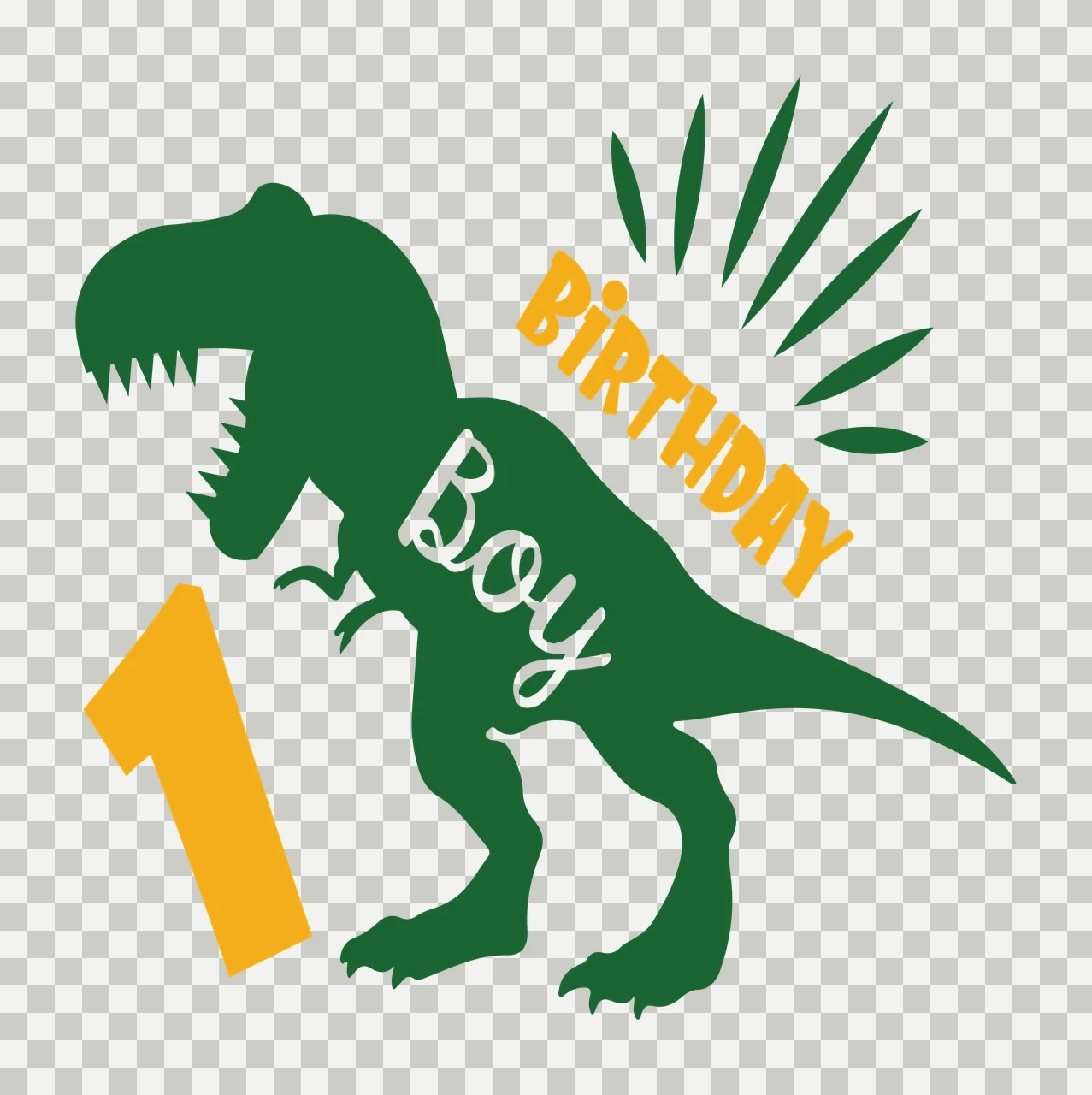 Birthday Dinosaur Graphic standing number sunburst silhouette transparency and detail preview thumbnail