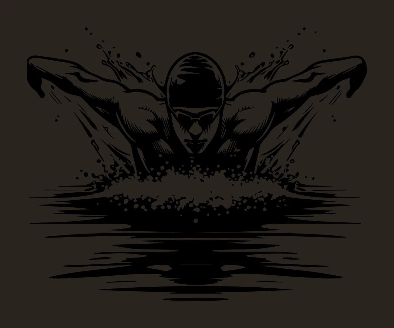 Swimming Swimmer In Butterfly Stroke Action water splash swim cap contrast preview thumbnail