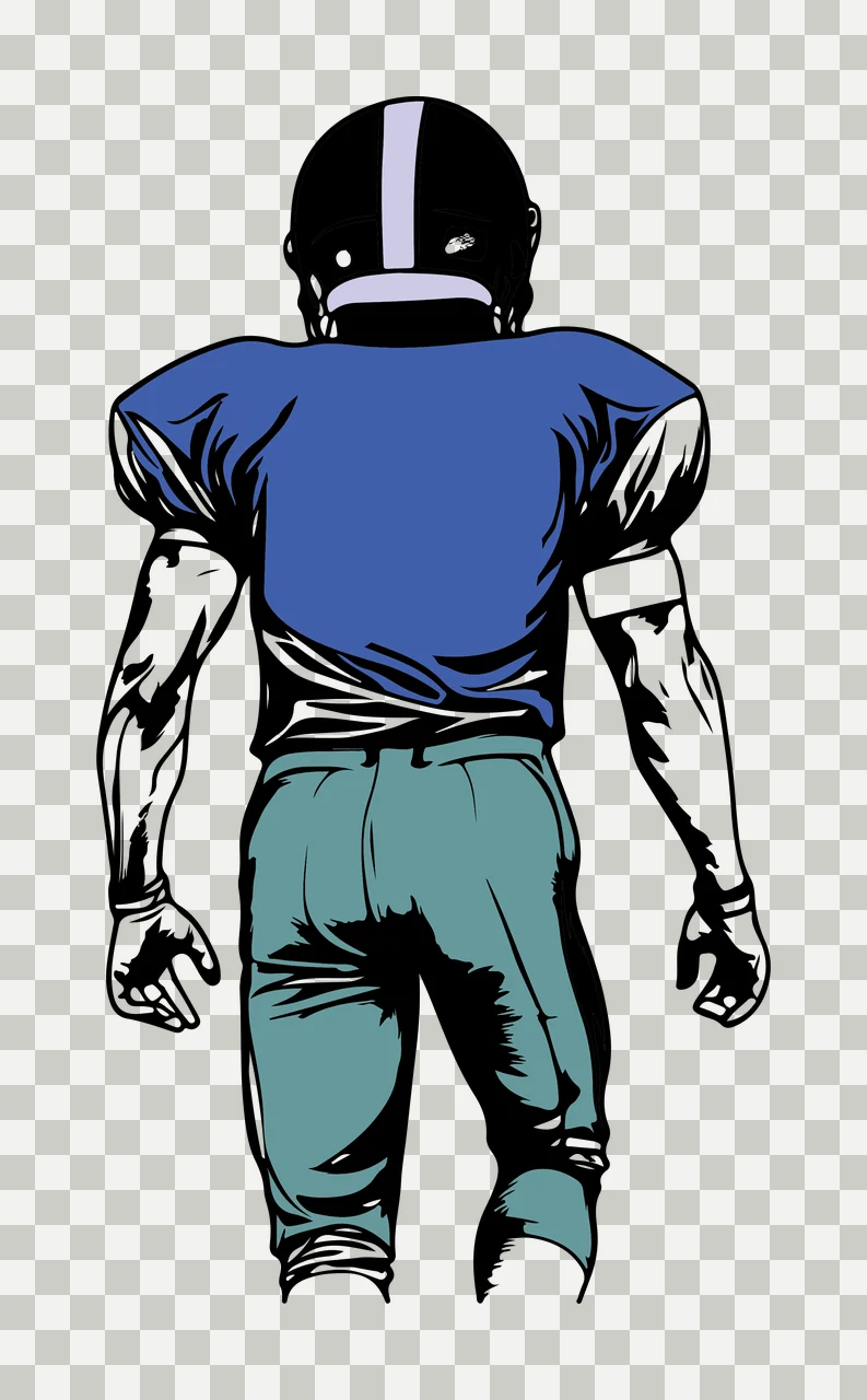 Football Player Standing Rear View person helmet jersey pants transparency and detail preview thumbnail