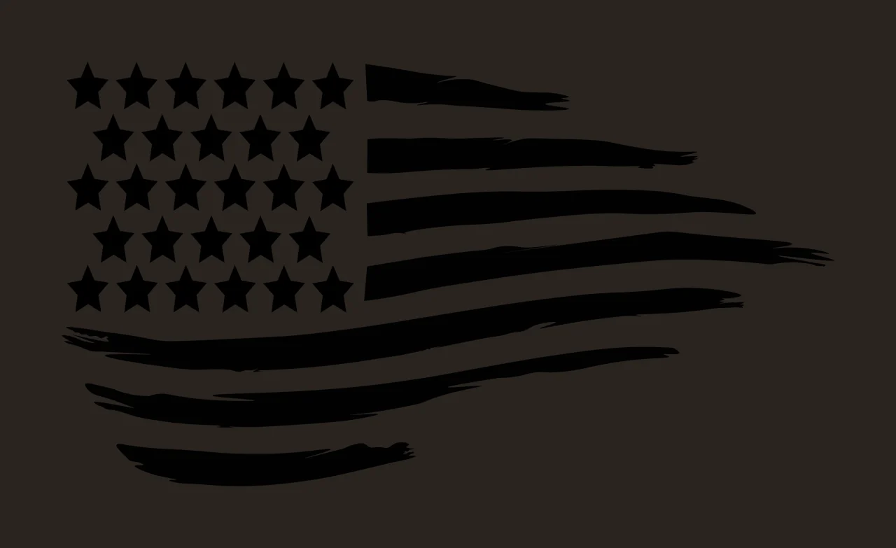 Black Flag American Waving Effect Silhouette stars stripes contrast preview thumbnail