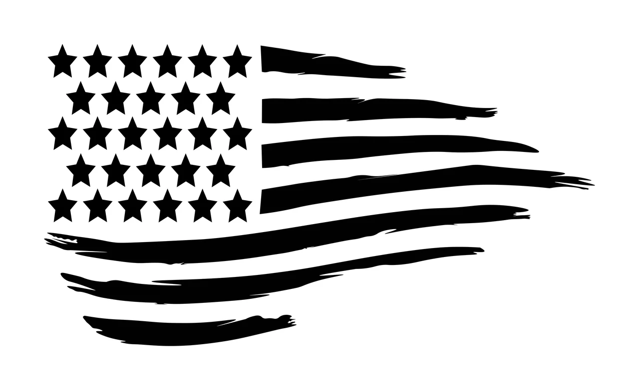 Black Flag American Waving Effect Silhouette stars stripes