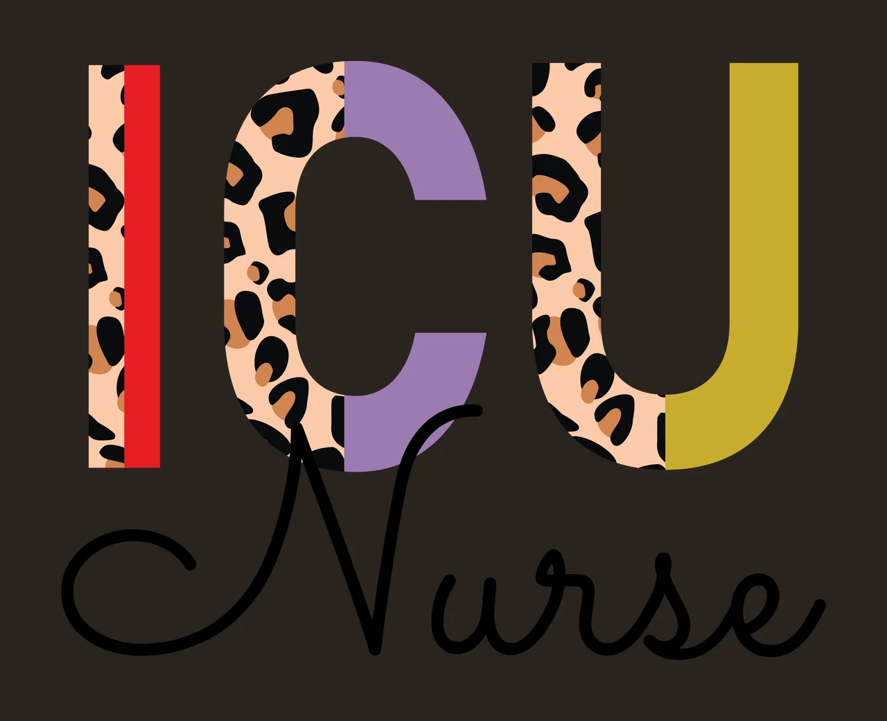 Icu Nurse Graphic With Leopard Texture displaying print typography contrast preview thumbnail