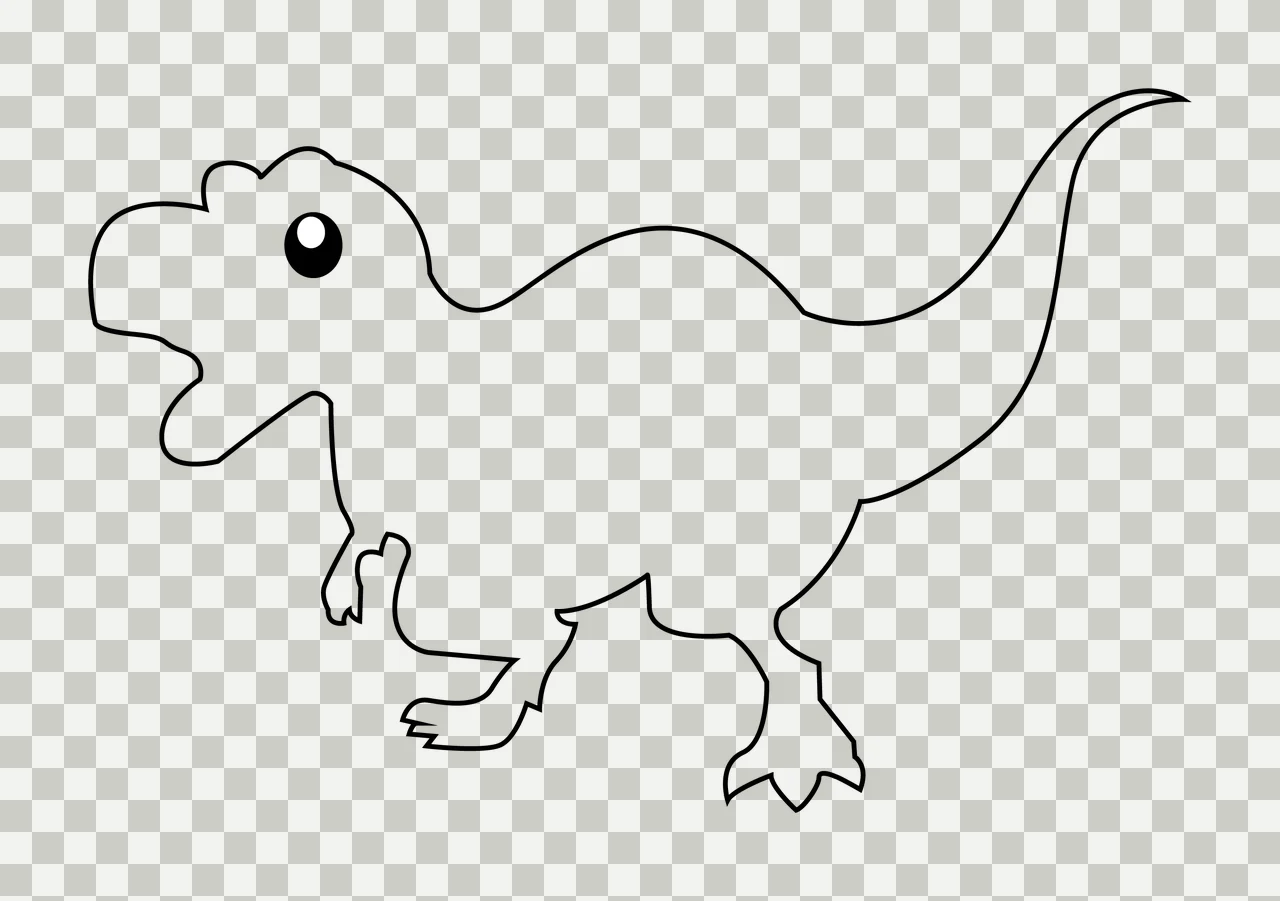 Dinosaur Outline With Open Mouth standing body tail limbs line art transparency and detail preview thumbnail