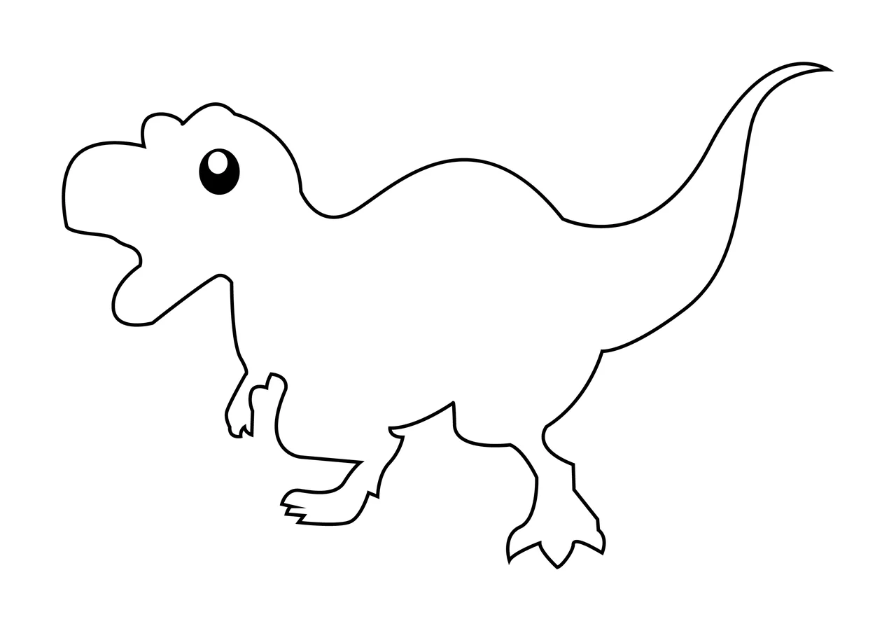 Dinosaur Outline With Open Mouth standing body tail limbs line art