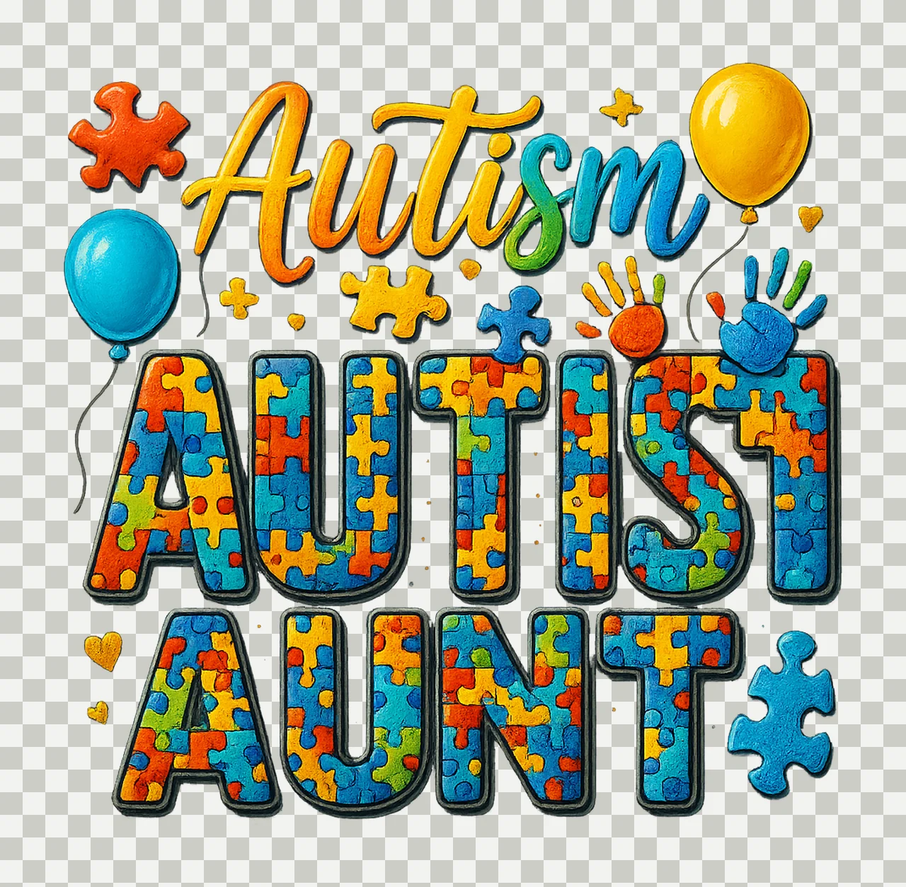 Autism Aunt Autism Awareness Sublimation Puzzle Artwork transparency and detail preview thumbnail