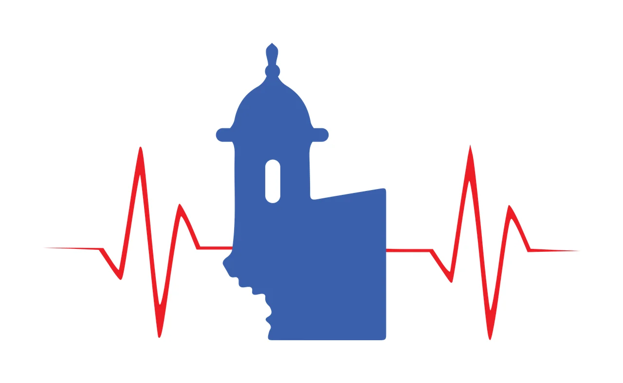 Watchtower Silhouette With Heartbeat Line building minimalist