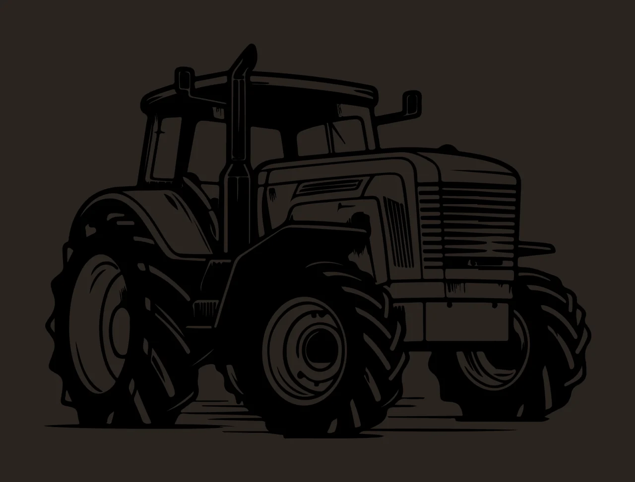 Black And White Tractor Illustration stationary wheels engine contrast preview thumbnail