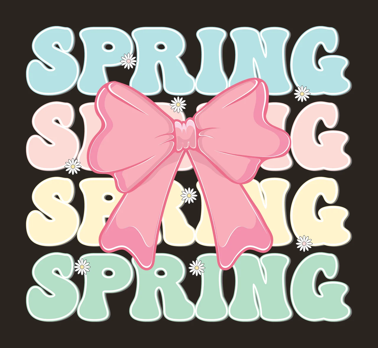 Spring Bow Decorative Graphic Design layered daisy pink blue contrast preview thumbnail