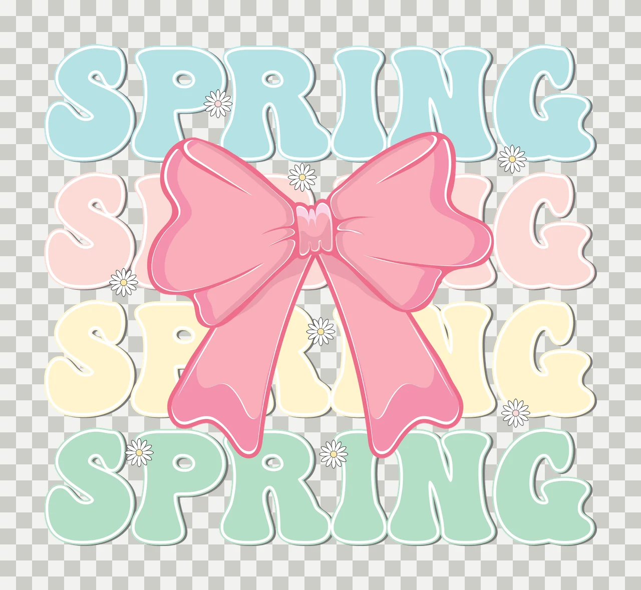 Spring Bow Decorative Graphic Design layered daisy pink blue transparency and detail preview thumbnail