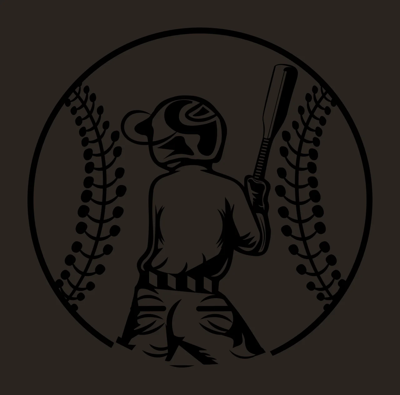 Baseball Player Inside Circle Frame batting bat seams black contrast preview thumbnail