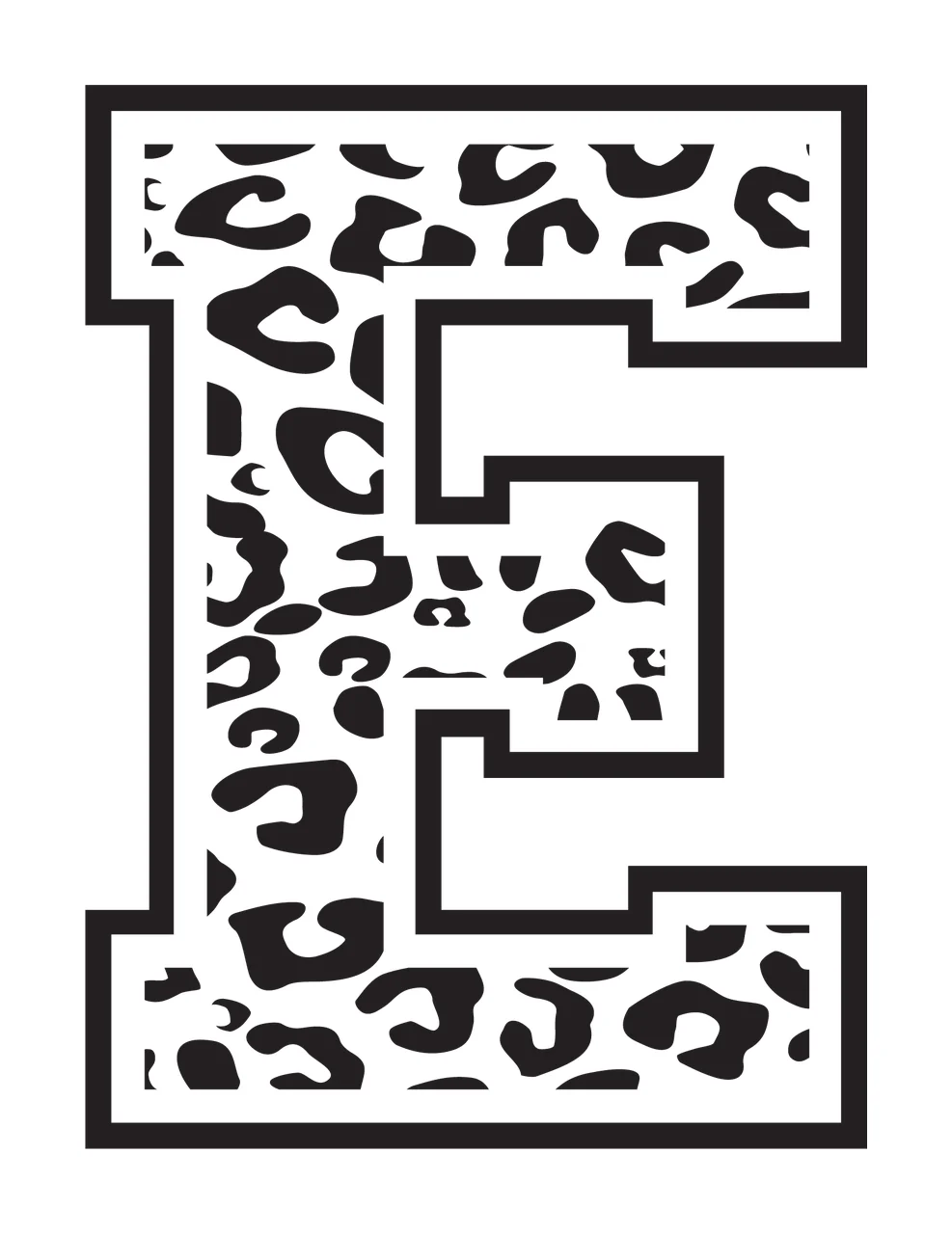 Black Varsity Half Font Leopard Character 29 print animal cheetah