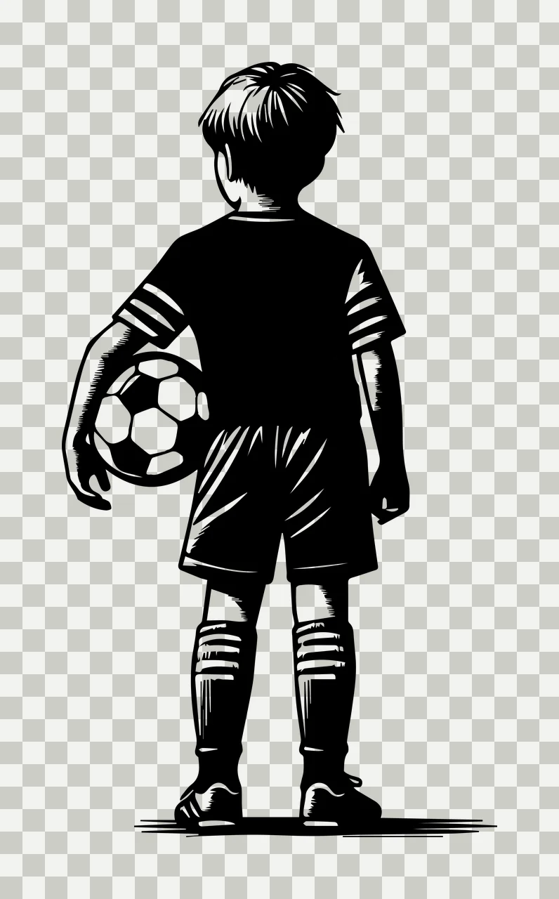 Soccer Ball Young Player Holding child standing shorts socks transparency and detail preview thumbnail