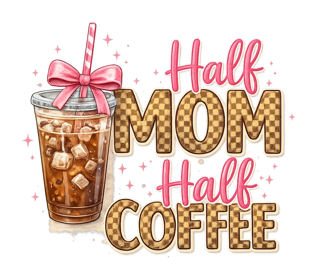 Half Mom Half Coffee Retro Checkered Mama Design Coffee