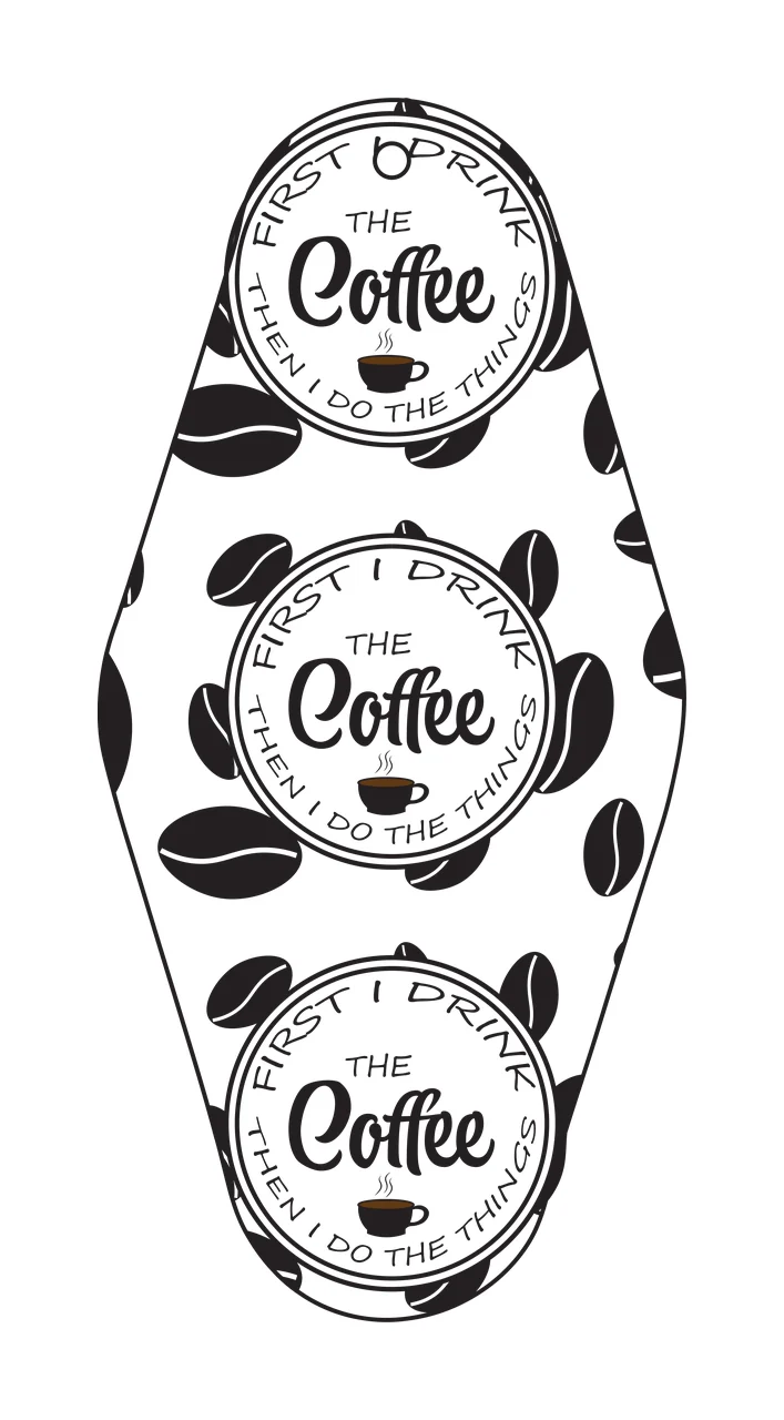 Classic Motel Keychain Coffee Circular Logo Labels Stack cup
