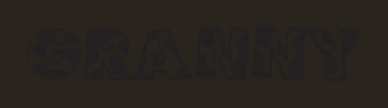 GRANNY Typography Design with inverted cow print pattern, bold letters and text GRANNY in black and white contrast preview thumbnail