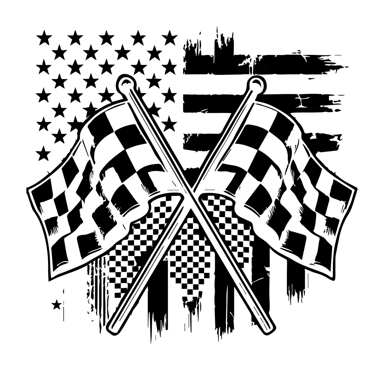 Flag Checkerboard Flags Over American Design crossed pattern