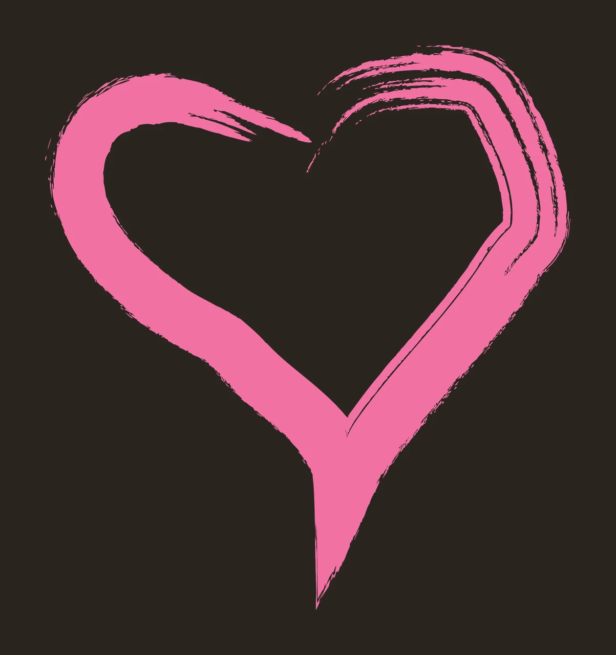 Brush Black Stroke Heart Outline Symbol painted white plain contrast preview thumbnail