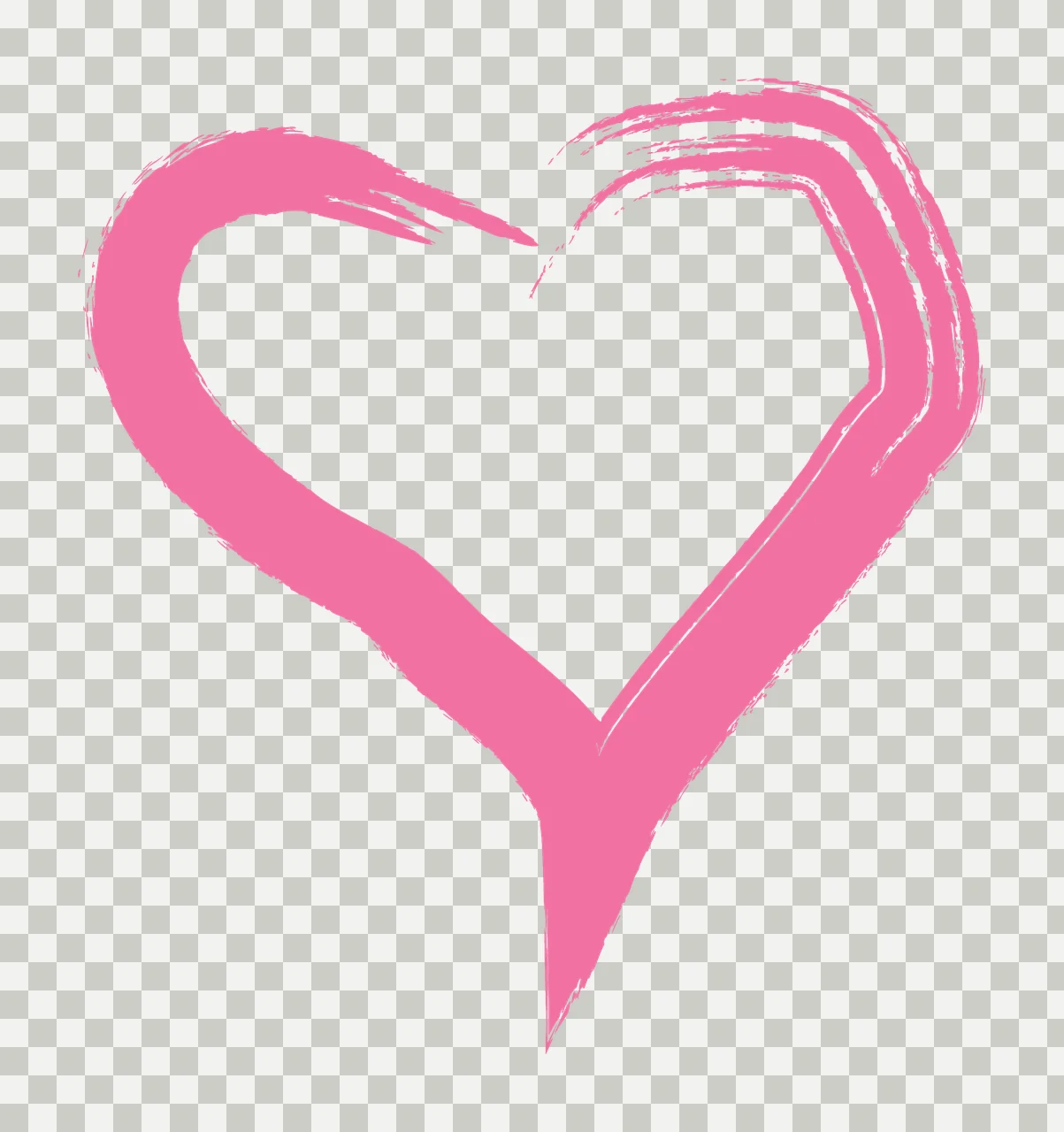 Brush Black Stroke Heart Outline Symbol painted white plain transparency and detail preview thumbnail