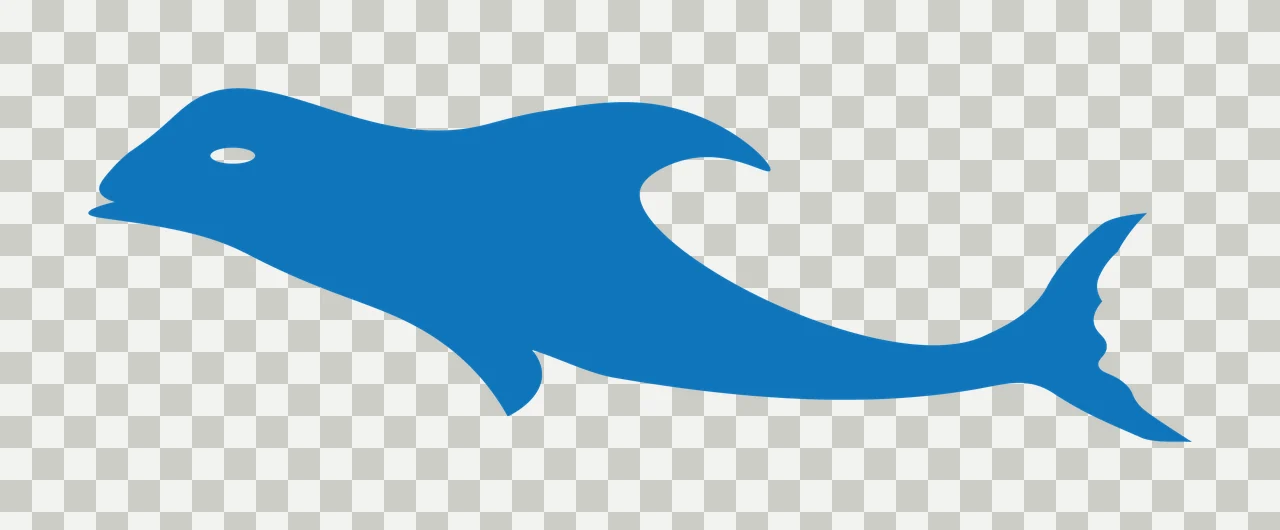 Sea Animal Black Silhouette Of A Small Whale swimming white transparency and detail preview thumbnail