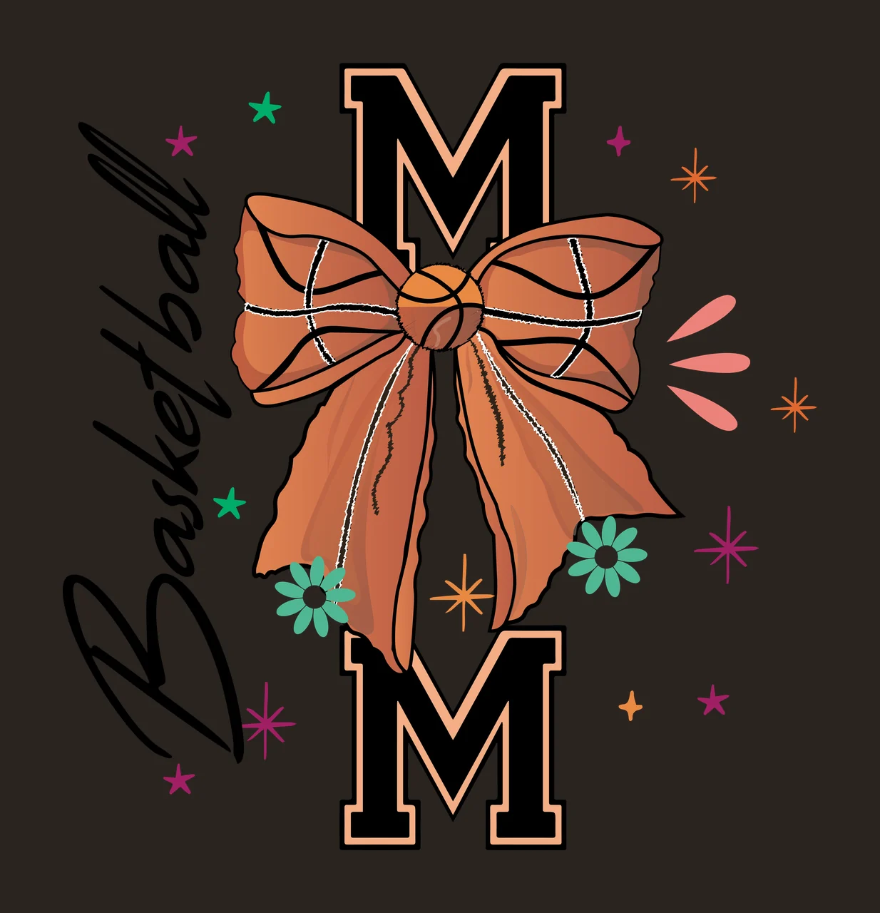 Basketball Mom Lettering With Bow text and decoration adorn contrast preview thumbnail