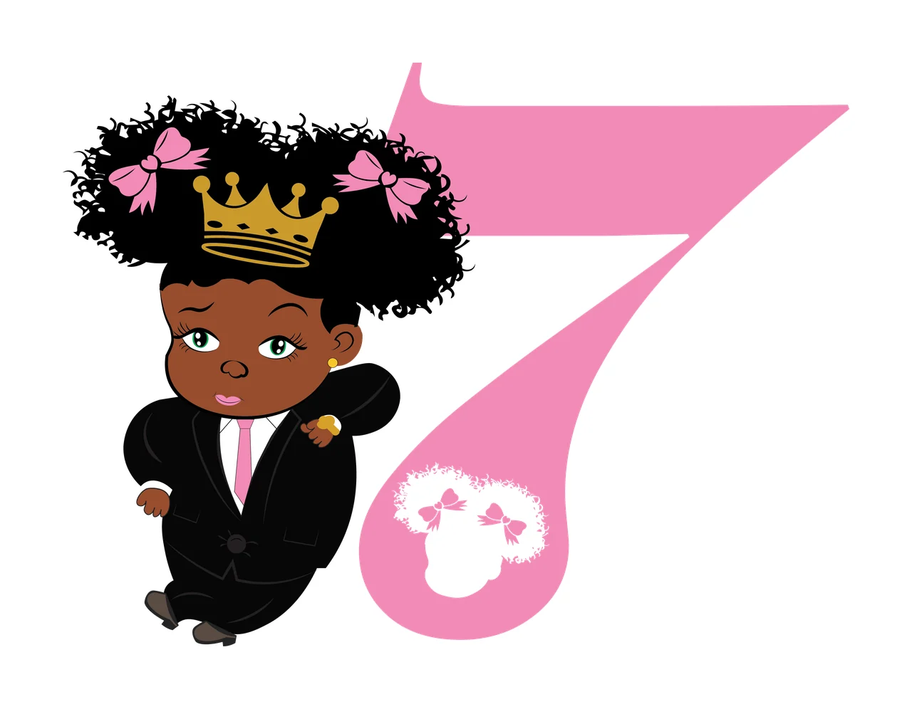 Black 7 Silhouette Of A Figure Next number bow white 1 6 F16 BABY BIG