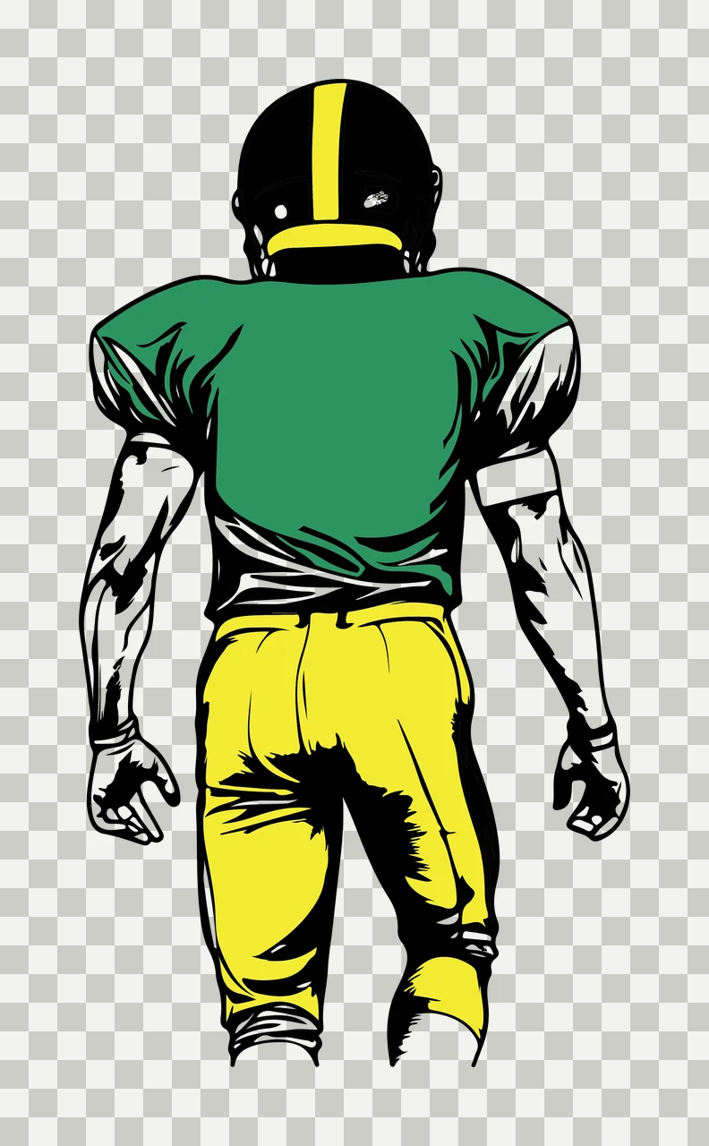 Football Player Standing Facing Away person helmet uniform transparency and detail preview thumbnail