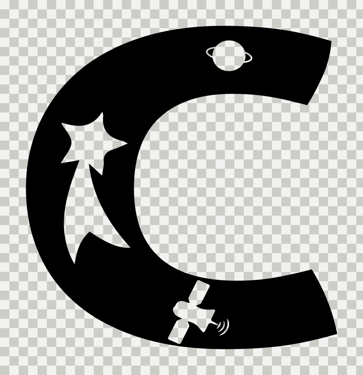 Space C Letter Decorating With Star And Planet transparency and detail preview thumbnail