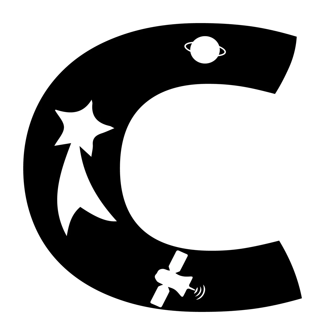 Space C Letter Decorating With Star And Planet