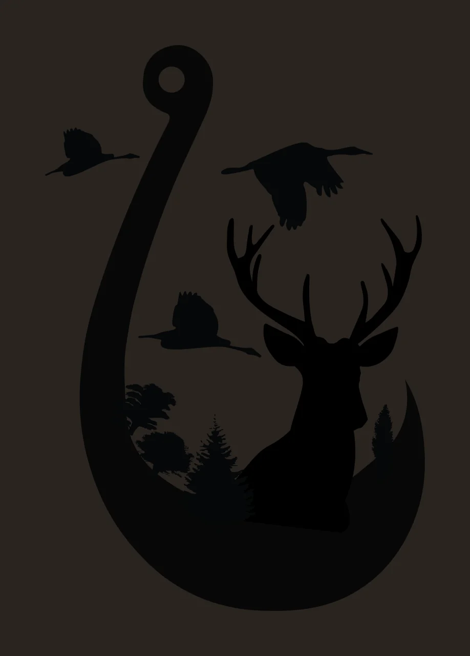 Deer Hook Head Silhouette With Birds Inside flying fish trees contrast preview thumbnail