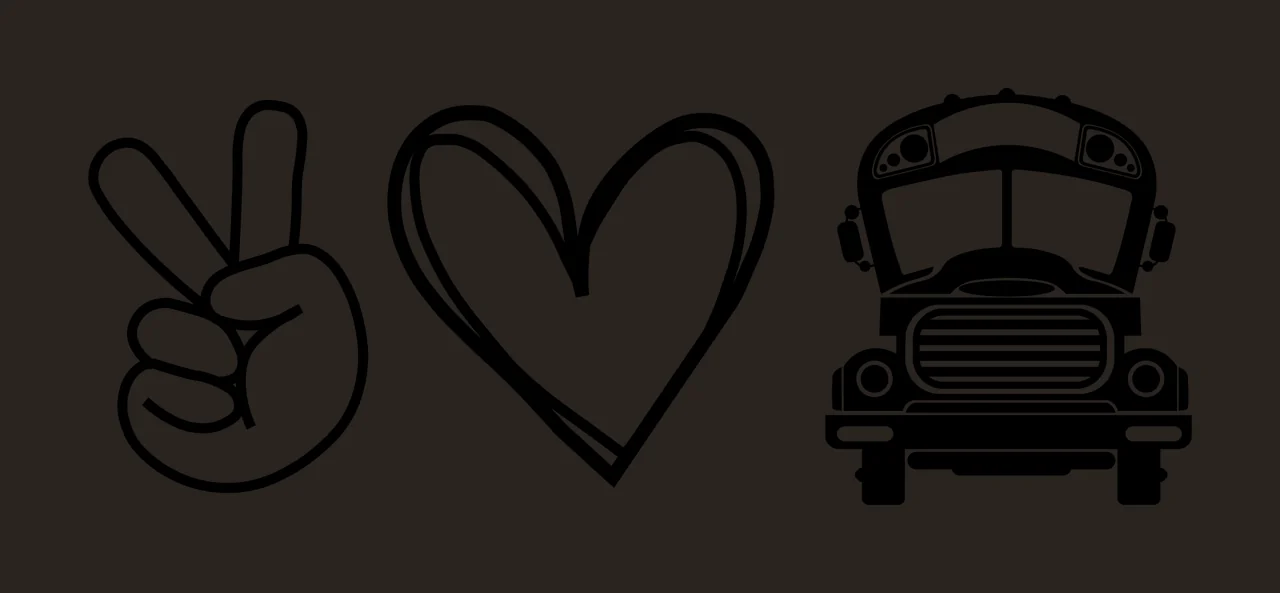 School Bus Peace Sign Heart With Transportation contrast preview thumbnail