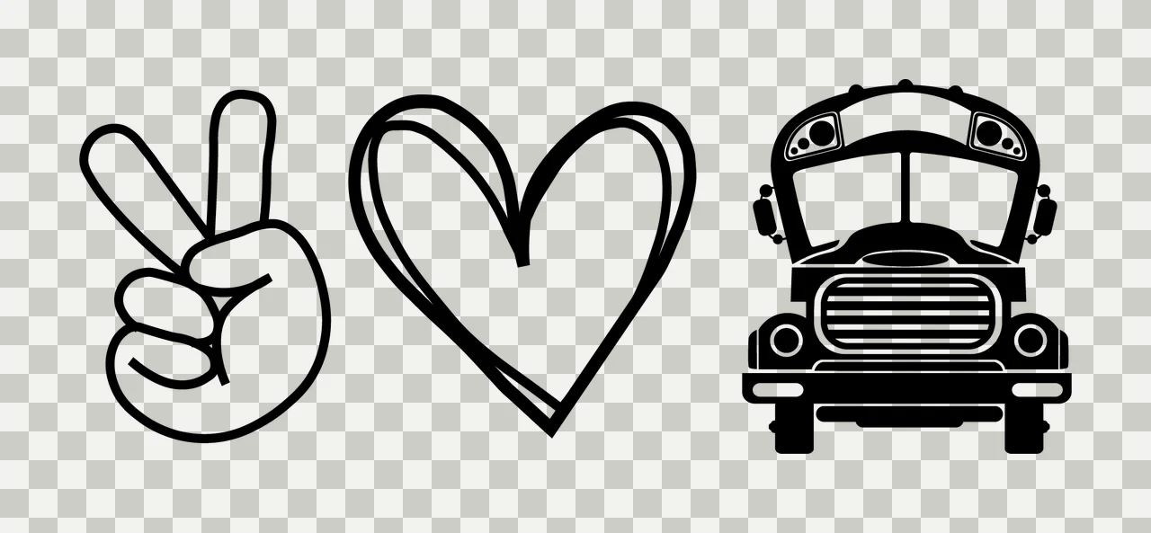 School Bus Peace Sign Heart With Transportation transparency and detail preview thumbnail