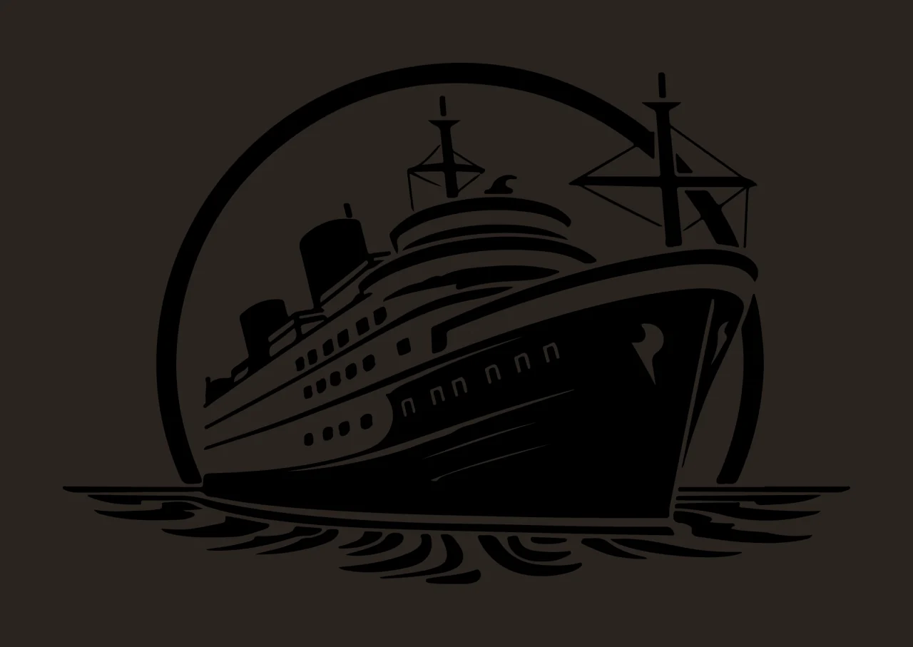 Cruise Ship N N N N N N sailing circle waves line art black contrast preview thumbnail