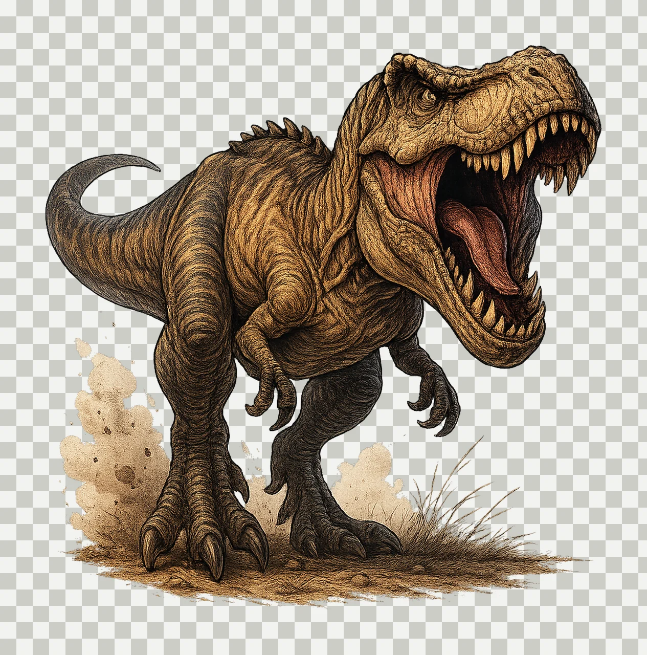 Rex Artwork Tyrannosaurus Dinosaur Watercolor Artwork transparency and detail preview thumbnail