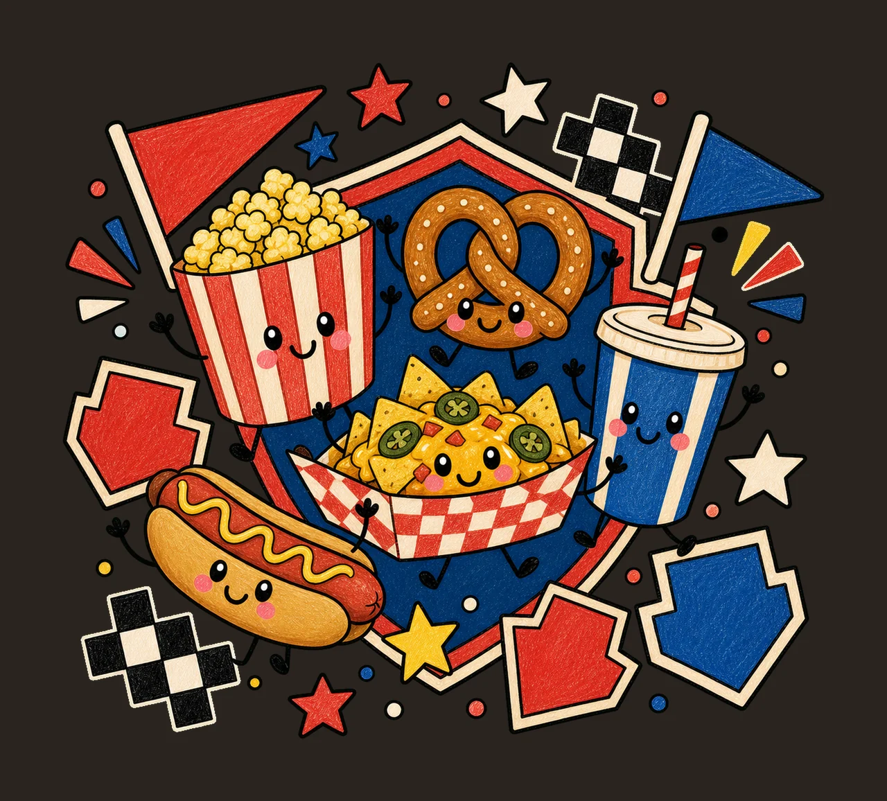 game day snacks 03 retro varsity sublimation instant shirt contrast preview thumbnail