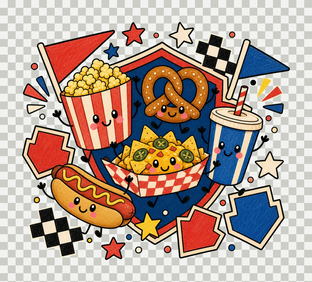 game day snacks 03 retro varsity sublimation instant shirt transparency and detail preview thumbnail