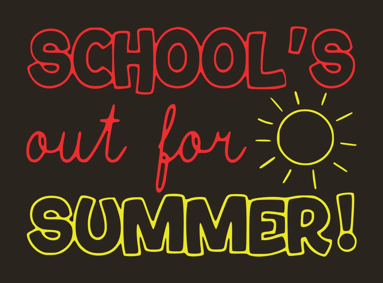 Of School Summer School S Out For Summer text and sun outline contrast preview thumbnail