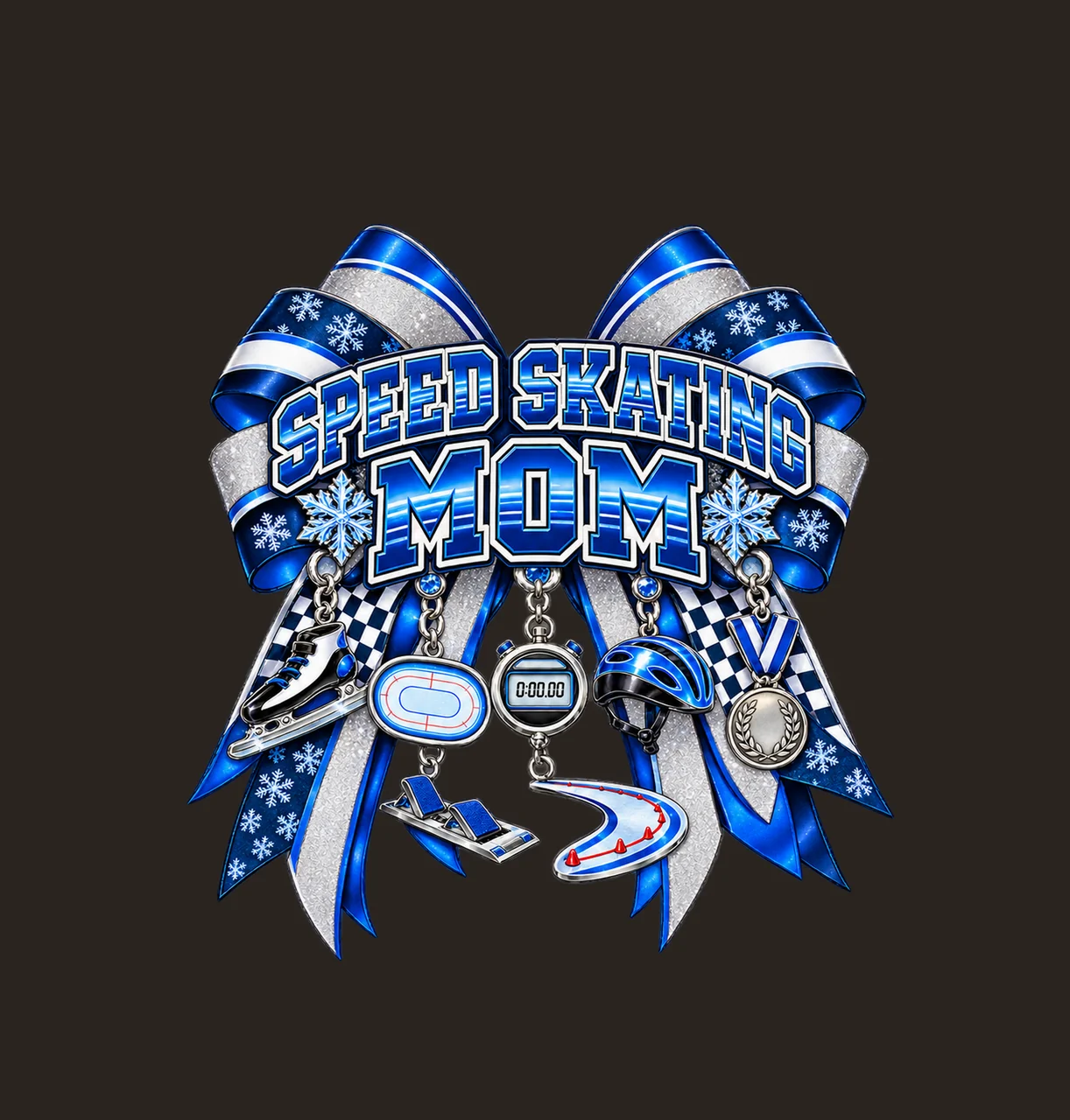 Speed Skating Mom Bow Charm PNG, Patterned Varsity Mom Ribbon Clipart, Transparent Sublimation Digital Download contrast preview thumbnail