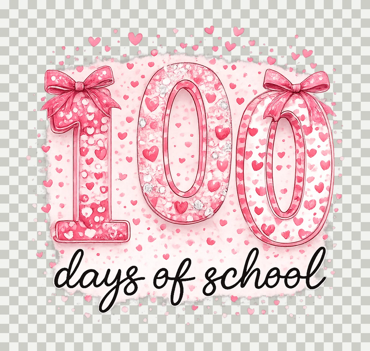 100 Days Of School Coquette Sweatshirt Pencil Coquette Bow transparency and detail preview thumbnail