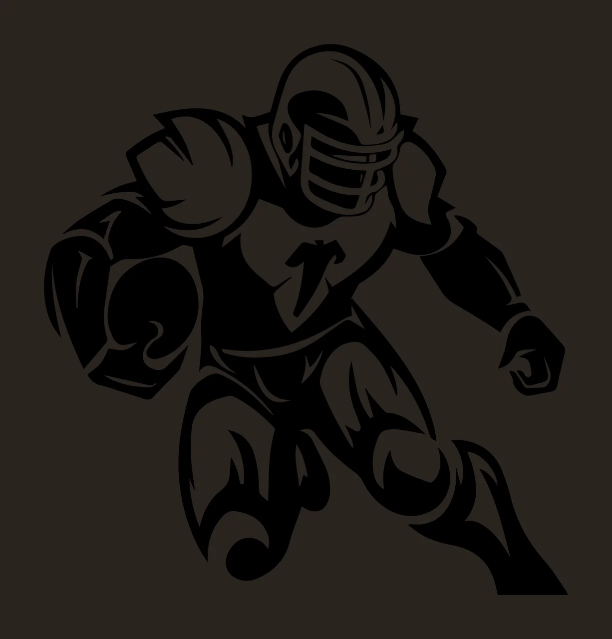 Football Player Sprinting In Black Silhouette helmet jersey contrast preview thumbnail