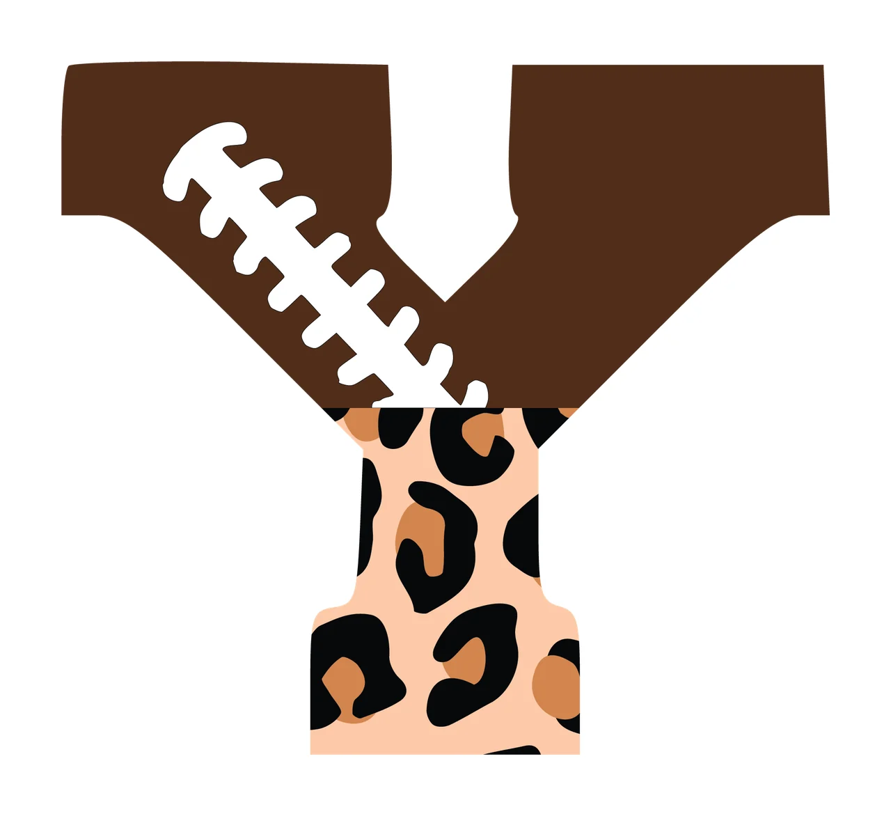Y Brown Football Letter With Leopard