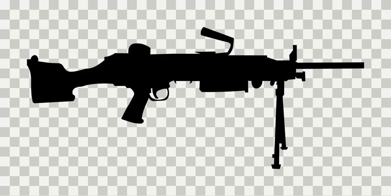 Black Silhouette Of A Light Machine Gun stationary bipod barrel transparency and detail preview thumbnail