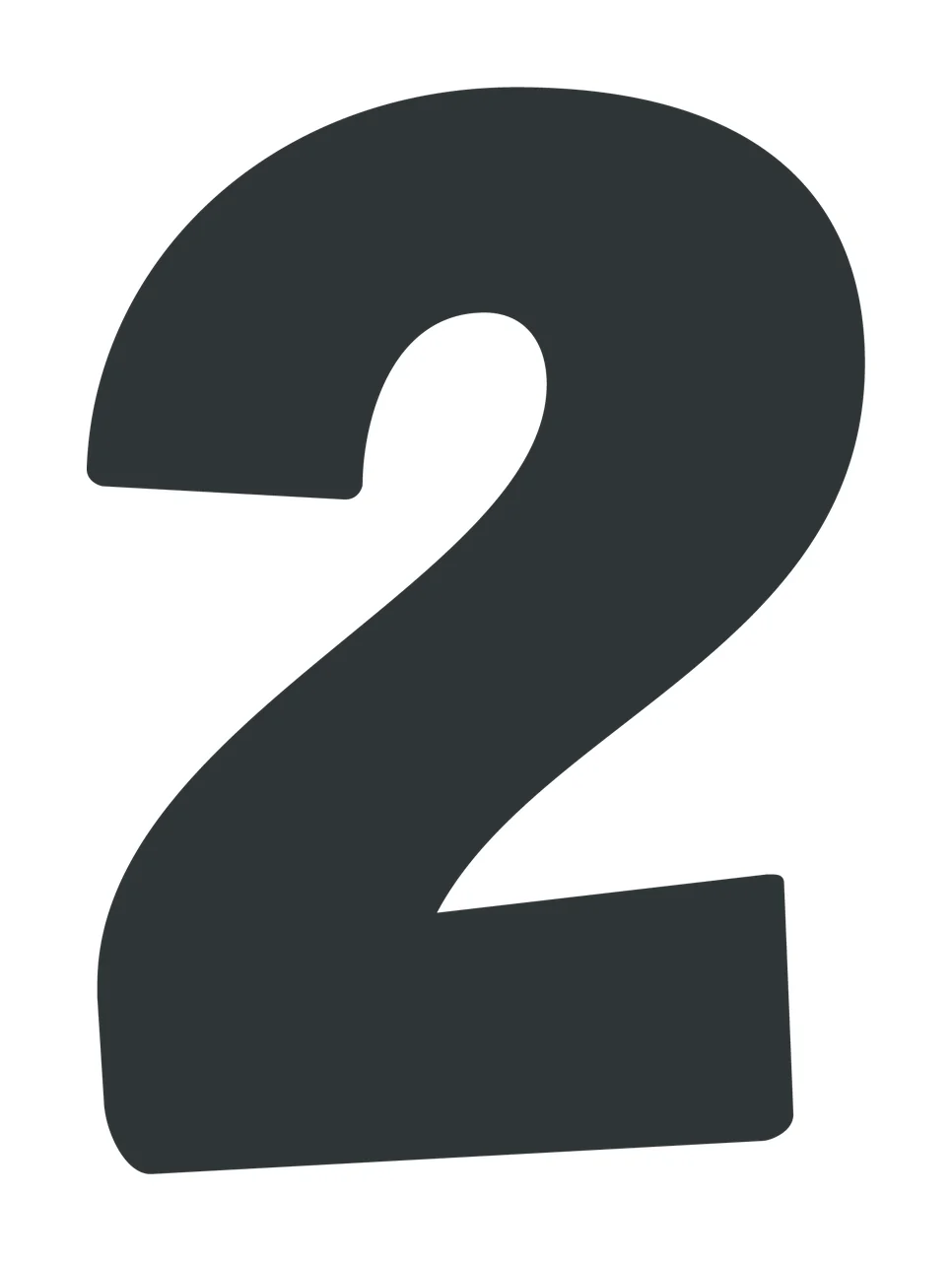 Number 2 Bold Black Digit Two Character typography white plain