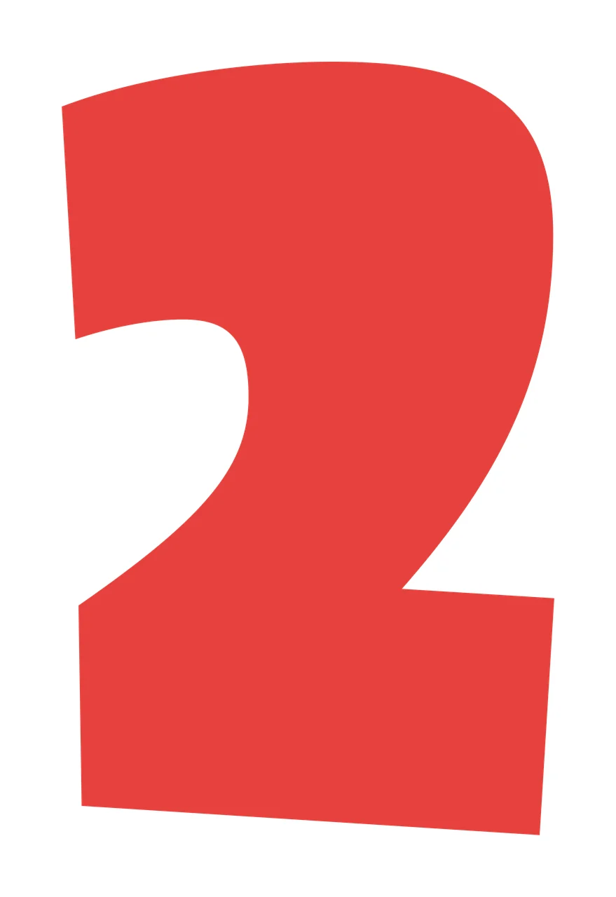 2 Large Bold Black Number Two Isolated typography minimalist