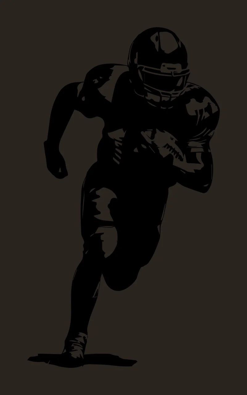 Football Player Running Silhouette helmet black white background contrast preview thumbnail