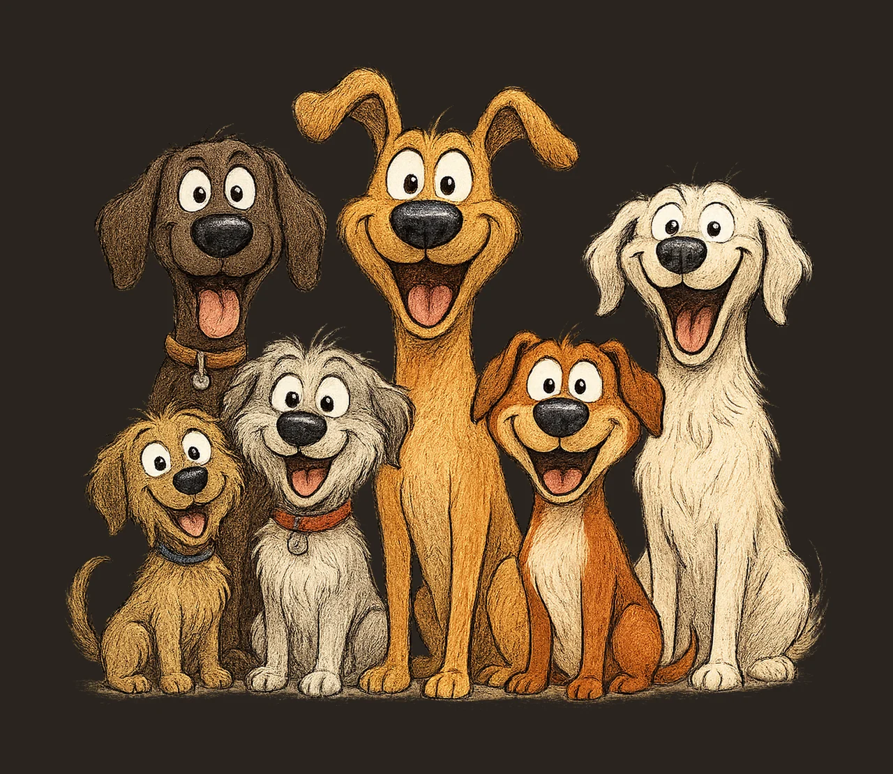 Funny dog group clip art 12x cartoon dog pack watercolor contrast preview thumbnail
