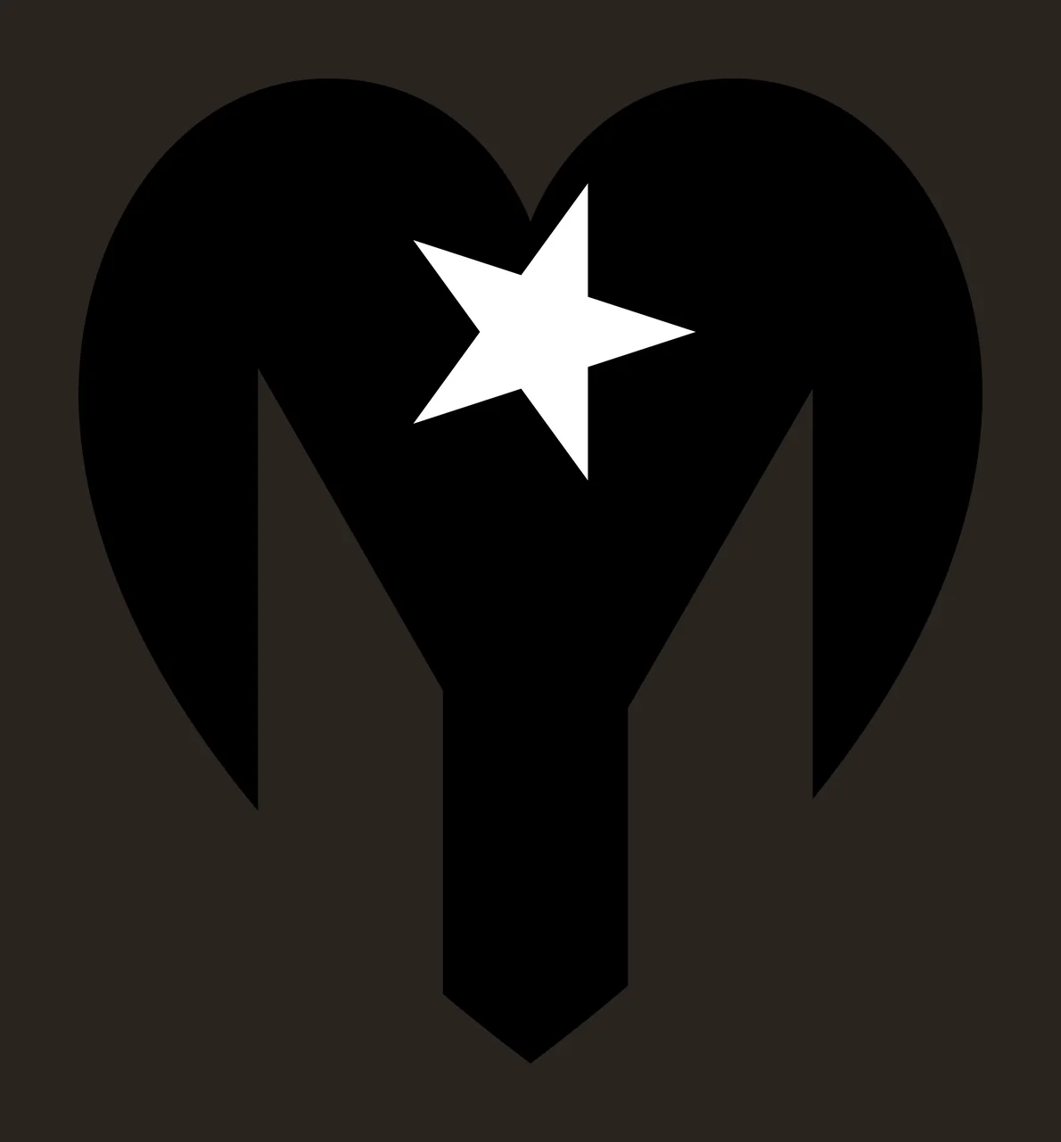 Solid Black Heart Shape With A Star Cutout graphic symbol icon contrast preview thumbnail