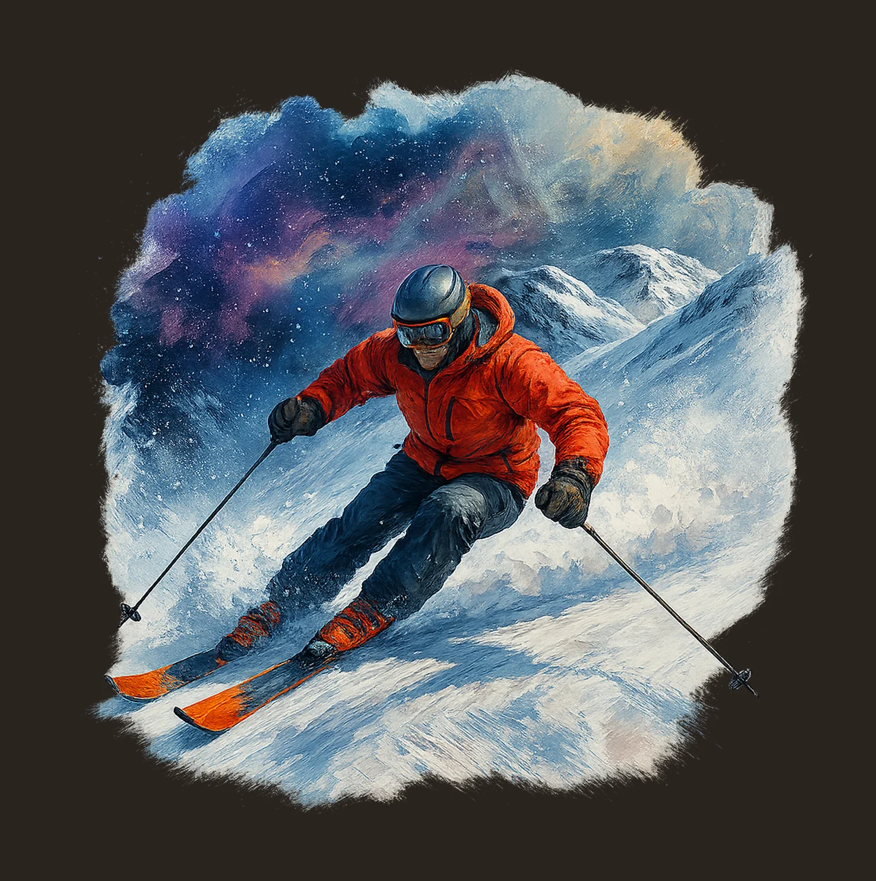 Skiing Winter Sport Watercolour High Quality Artwork shirt contrast preview thumbnail