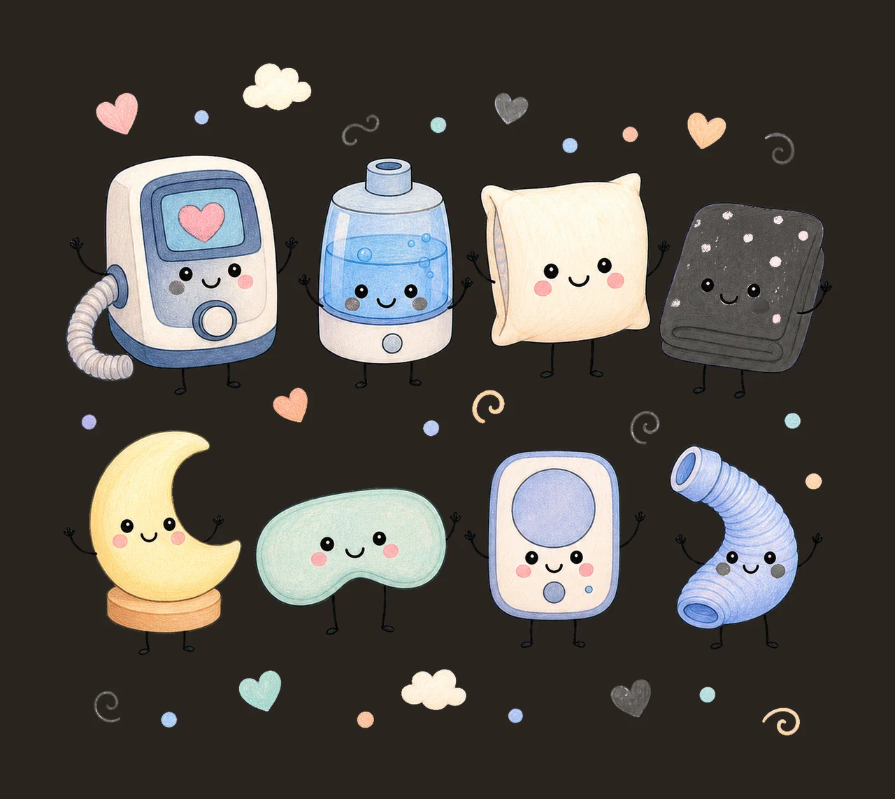 Sleep Medicine Doodle Crew Cute CPAP Sleep Tech Variation D contrast preview thumbnail