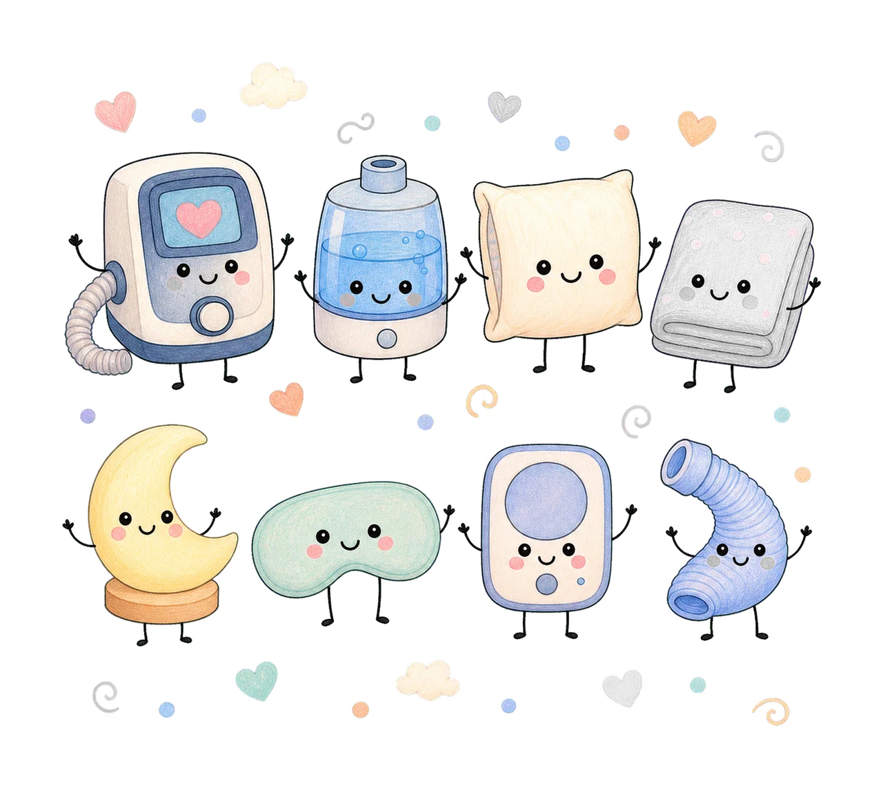 Sleep Medicine Doodle Crew Cute CPAP Sleep Tech Variation D